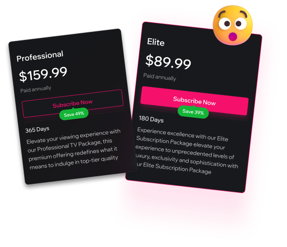 Apollo Group TV subscription plans – Professional $159.99/year (365 days) and Elite $89.99/6 months (180 days) with big savings